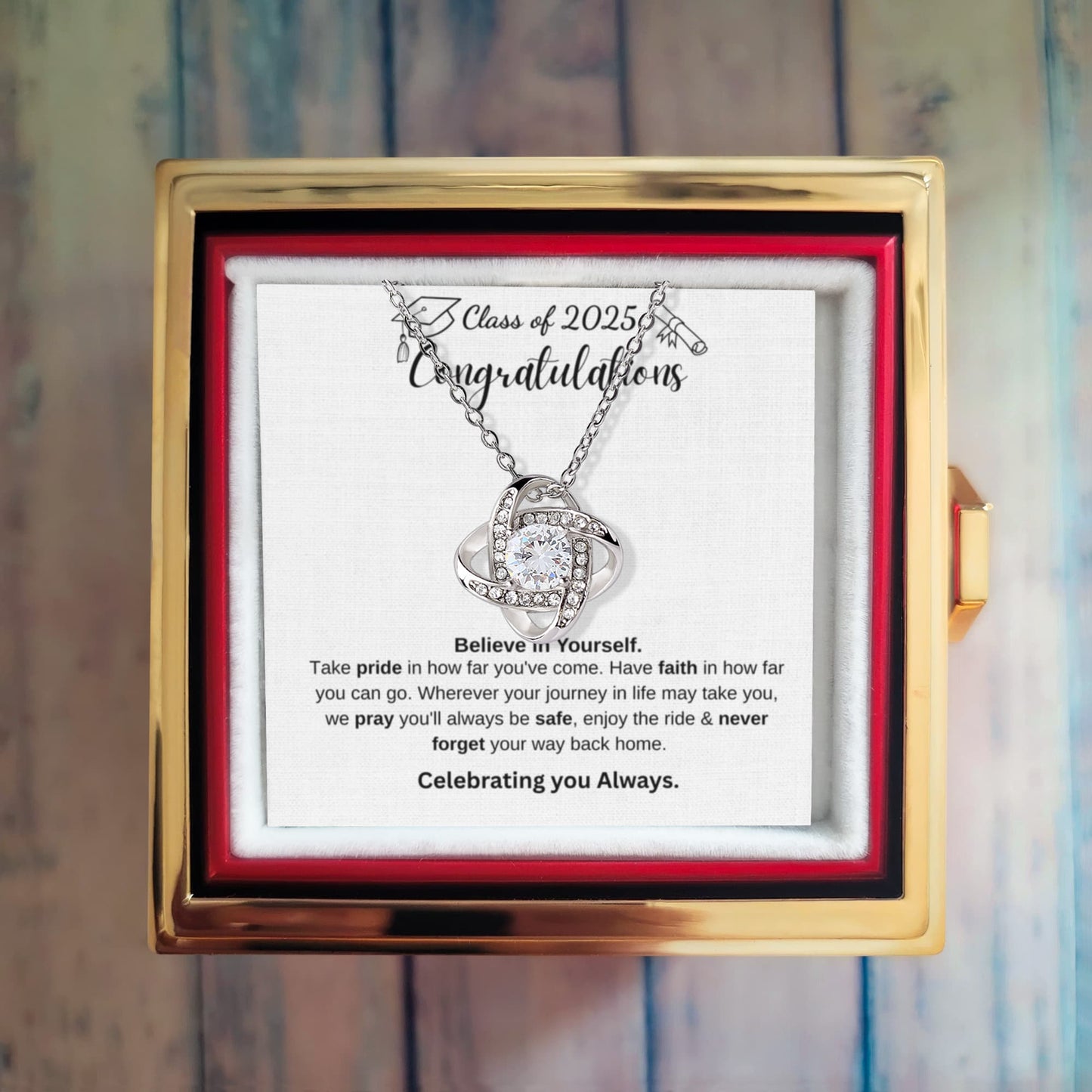Class of 2025 | Congratulations ~ Love Knot Necklace with Preserved Rose Keepsake