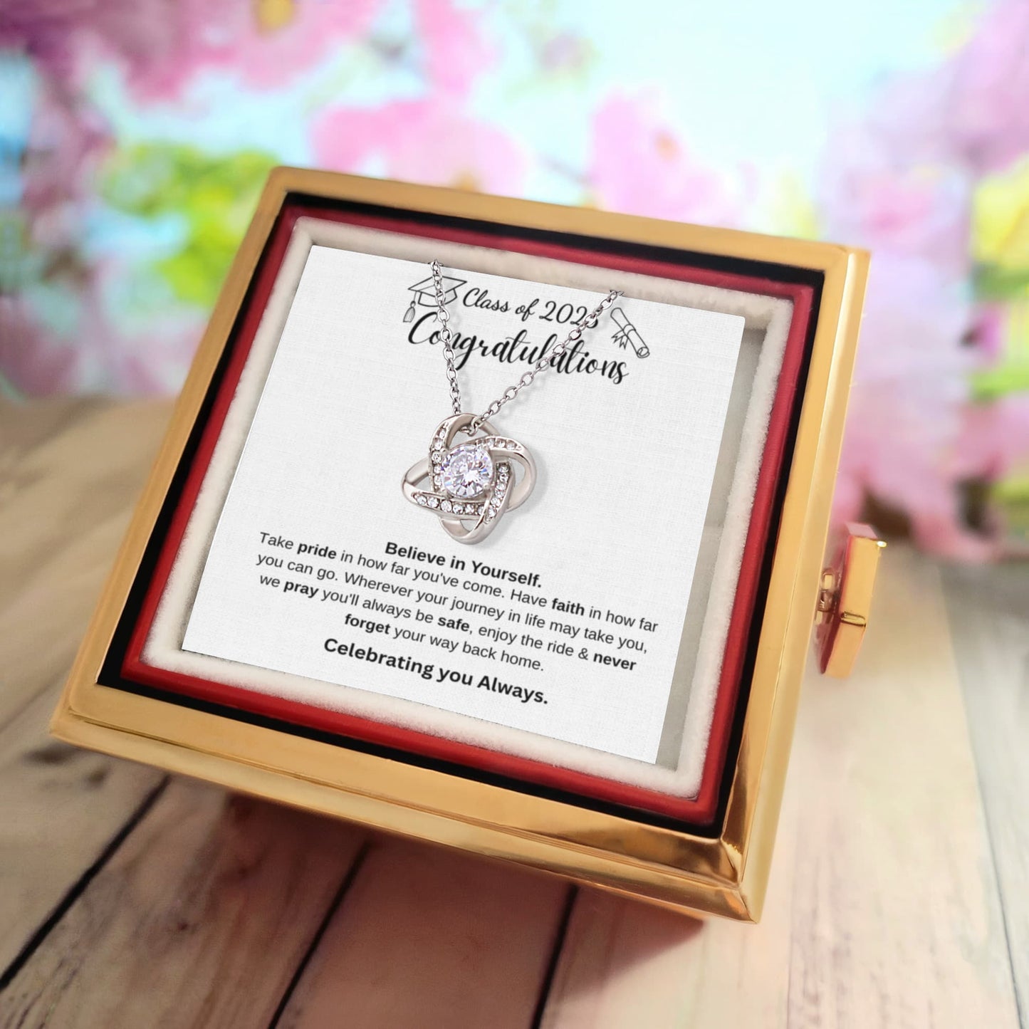 Class of 2025 | Congratulations ~ Love Knot Necklace with Preserved Rose Keepsake
