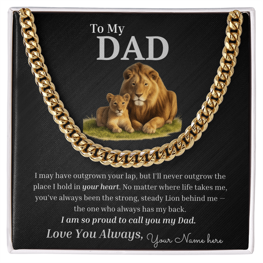 To My Dad | Lionhearted Father's Day Gift | AdjustableCuban Link Chain